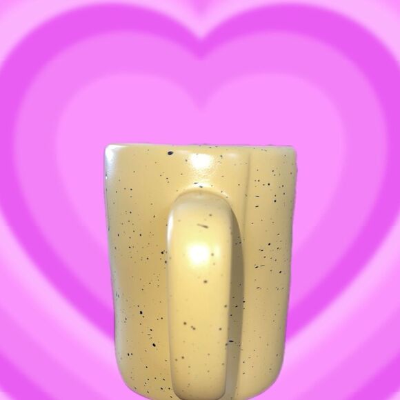 Rae Dunn CHICKS DIG ME Yellow Mug with Black Speckles New - Picture 2 of 3